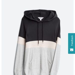 Colorblocked Hooded Knit French Terry Pullover